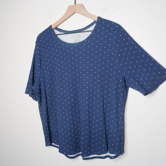 Time and Tru Womens T-shirt XXXL Blue White Polka Dot Casual‎ Classic - Picture 5 of 6